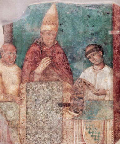 Giotto di Bondone (attribuito), Bonifacio VIII indice il Giubileo. Frammento di affresco, 1300. Roma, San Giovanni in Laterano.